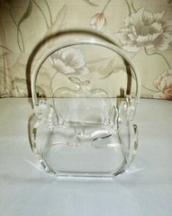 Vintage Modernist GrainWare Clear Lucite Square Apple Basket With Handle