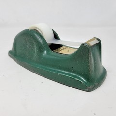 Vintage Permacel Cast Iron Tape Dispenser Green Industrial Heavy Duty MCM Desk