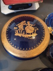 Limoges Castel French Porcelain Blue & gold Collection 10 Piece Set Miniature