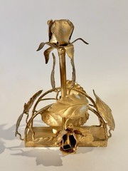 Hollywood Regency Tole Gilt Florentine Gold Roses Thingmajig Coso Made in Italy