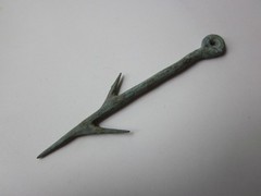 rare and perfect ancient Roman massive bronze double fishing hook. I – III AD.