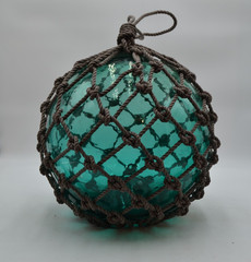 VINTAGE GLASS FISHING FLOAT IN TURQUOISE
