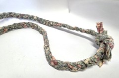 Cottagecore Blue Pink Wood Hearts Rabbit Hang Decor Braided Fabric Vtg Necklace