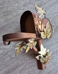 Vtg Shelf Mailbox Brass Copper Home Interior Wall Decor Vines Leaves 1970s
