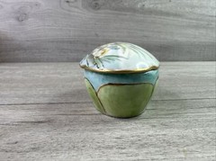 Unbranded Oval Porcelain Glass Trinket Dish Greens Blues 4″