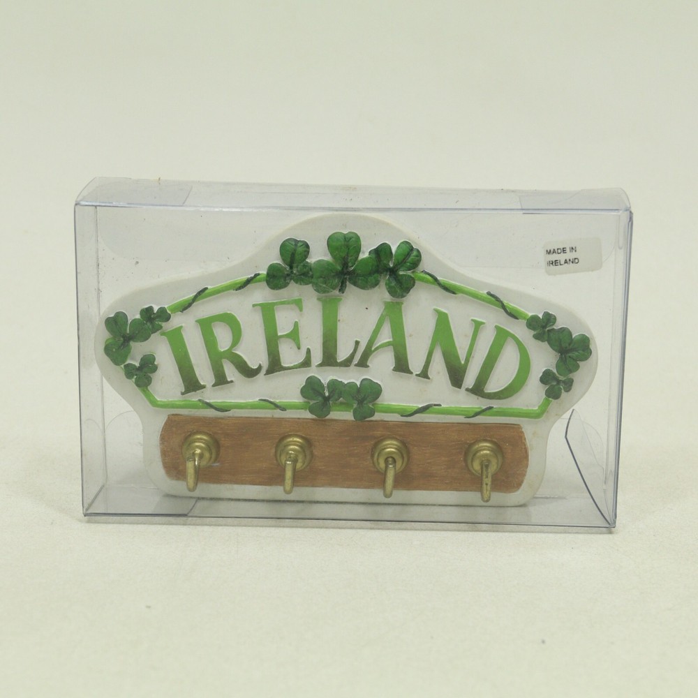 Ireland Wall Mounted Wooden Key Holder Key Organizer Hook IRELAND Shamrock Deco