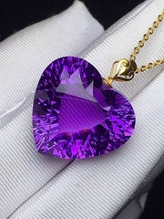 Natural Amethyst Quartz Purple Uruguay heart shape necklaces 18K