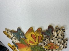 VTG Homco Universal Statuary 3-D Wall Art Decor Mushroom Frog Butterfly MCM 3 pc