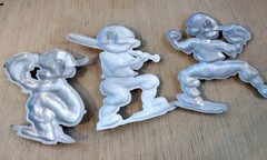 1970 SEXTON 3 BASEBALL PLAYERS CAST METAL WALL HANGINGS Catcher Batter Pitcher