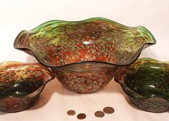 CLUSTER vtg studio art glass sculpture bowl goose bay yellowstone park western