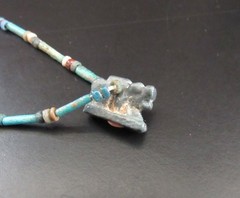 NILE Ancient Egyptian Apis Bull Amulet Mummy Bead Necklace ca 300 BC