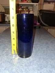 Vintage Hand Blown Cobalt Blue Glass Bud Flower Vase Cylindrical