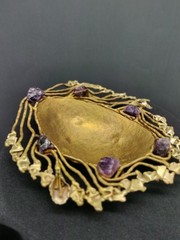 Copa Collection Made in Brazil Brutalist Style Metal and Gems Trinket Dish Soap