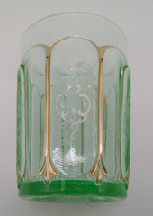 Antique Green White Enameled White Design Tumbler Gold Detail