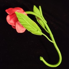 VTG Toleware Metal Pink Matte Rose Wall Hook Made in Italy 5.5″ Length