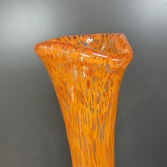 2004 Hand Blown Art Glass Vase Vessel Orange Red Spots Artist Signed Vase VTG