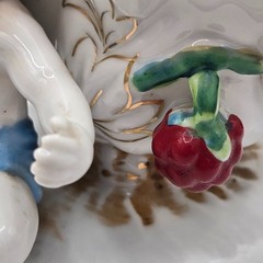 VTG Porcelain Centerpiece Bowl Cherub Occupied Japan Hand Painted Gold Trim