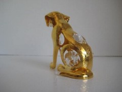 KG & Co. Gold Plated Yellow Lab Dog Swarvoski Crystals 3 in.