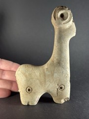 RARE ANCIENT N-EASTERN STONE CARVED RAM IDOL WITH DECORATION 15CM – CA 600-900AD