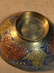 Cloisonné Brass Trinket Dish Bowl 3 inch x 1 inch footed
