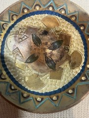 1980 Brazilian Handpainted Brass Trinket Bowl Signed Vintage Floral Decor