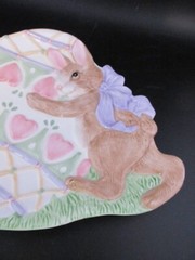 Easter Fitz & Floyd Ceramic Dish Bunny Rabbit Hearts Spring Easter Egg