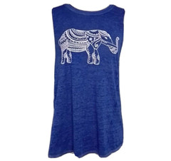 No Boundaries Junior Size M Medium Blue Elephant Tank Top India Henna Juniors