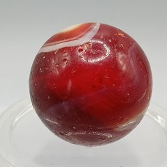 .65″ Vintage CAC Christensen Peltier Akro Red Slag Swirl Marble- #Q107