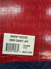 FITZ And FLOYD Classic Christmas Snowy Woods Deer Ceramic Candy Jar