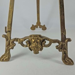 Vintage Gothic Style figural Brass Table Top Book Art Display Easel Stand 22″