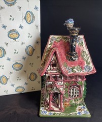 Blue Sky Clayworks Cozy Corner House Tea Light Base Retired 2000 10x6x6” OB