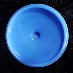 Vintage AKRO Agate Slag Footed Blue Trinket Dish Bowl with Lid 3.5″ x 3″