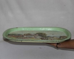 Old Plate Serving Litho Print Village Scenery Tray Vintage Wall Décor 10478