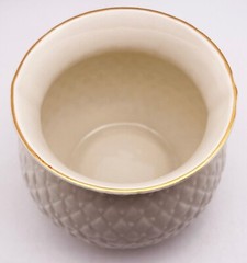 VTG Belleek Ireland Collectors Society Ceramic Thistle Bowl Gold Trim 2.5″