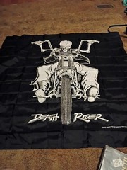 Large Vintage 80’s Death Rider Motorcycle Biker Flag Tapestry Wall Hanging