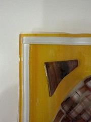 VIBRANT! Yellow Brown Square Fused Art Glass Plate 6 x 6” Jewel Tones Textured ✨