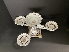 Vintage Cast Iron Metal Tabletop Candle Or Plant Holder Swivel Arms