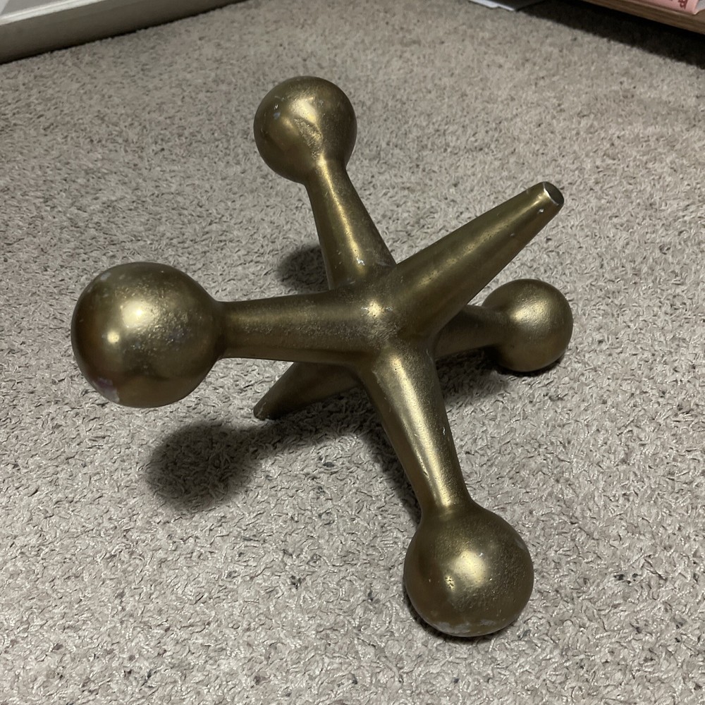 LARGE POLISHED METAL JACK DECORATIVE STATUE/DECOR, BOOKEND, Modernist 15.5 X9”