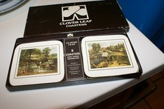 Clover Leaf Table 6 Coasters Made in United Kingdom ORIGINAL BOX SCENES IN PICT