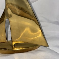 Vintage Brass Sailboat Modernist Design Mid Century Modern 71/2″ Tall