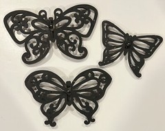 Vintage Homco/ Dart Butterfly Faux Rattan Wall Decor Set of 3, Made In USA