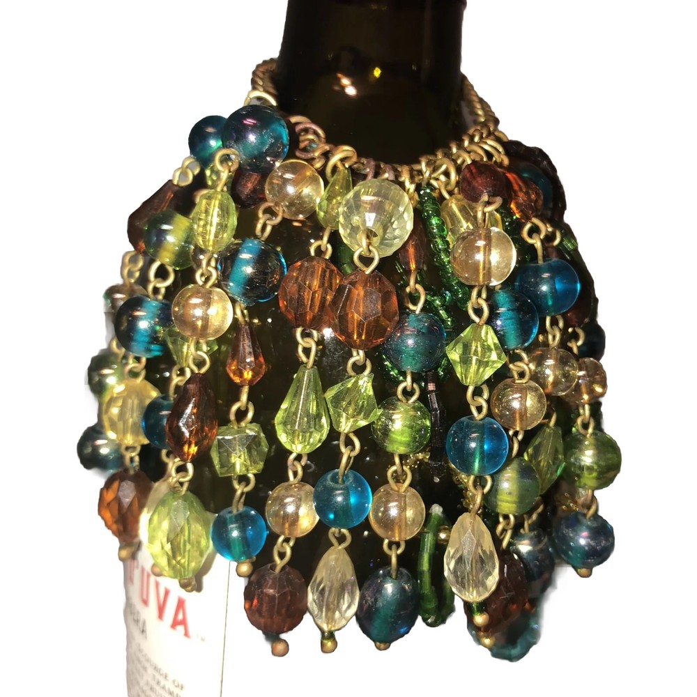 Wine Bottle Stopper Seal Beaded Wine Bottle Necklace Charms #2