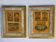Pair Of Italian Plaques Featuring Stamps From Spain, France, Mexico, UN 1968
