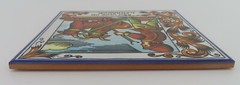 Spanish Ceramic Tile Aqui Vive Un Labrador Farmer Oxen Farming Image 8″ Square