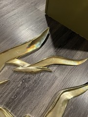 Vtg Pair Of Large Plastic Syroco MCM Flying Seagulls Bird Wall Decor Gold 1968