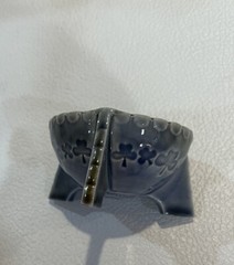 Irish Porcelain Blue Trinket/Salt Bowl with Clover 3 Footed Bowl Made in Ireland