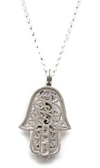 Roman Glass Hamsah Hand Sterling Silver925 Pendent Antiq Ancient Fragment 200 BC