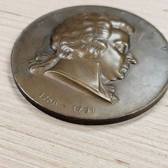 W.A. Mozart Commemorative Bronze Medallion Coin Bronze Brown Profile Relief