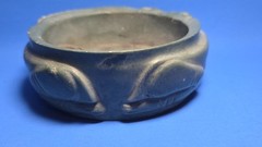 PRE COLUMBIAN AZTEC JADE OFFERING CONTAINER WITH TWO WARRIORS,EAGLE &JAGUAR