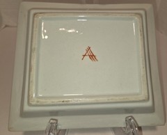 Fabienne Jouvin Dish Porcelain Catch All Burnt Orange White Dots Gold Trim VTG